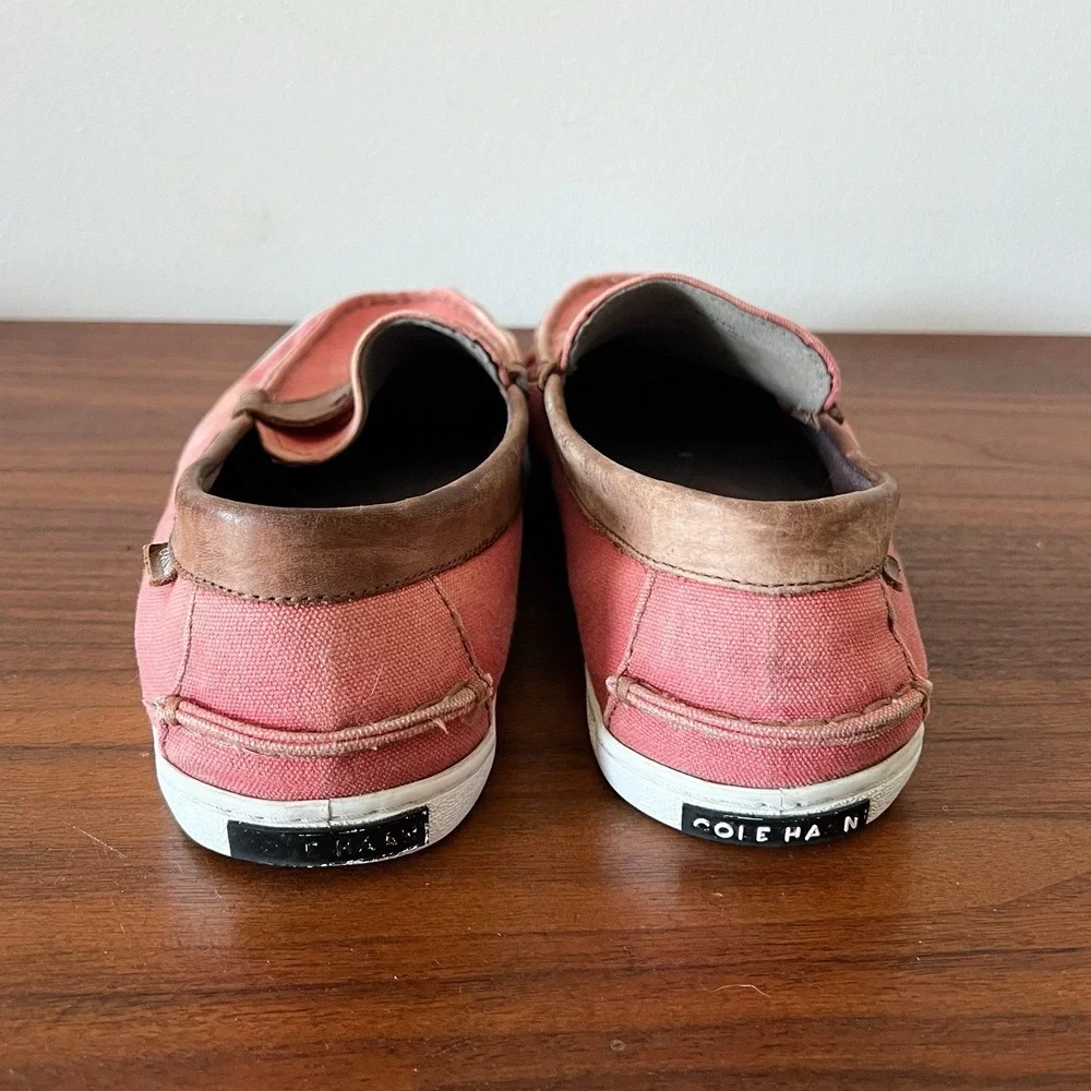 Cole Haan Pinch Weekender Canvas Penny Loafers Coral Red Men's Size 11.5M